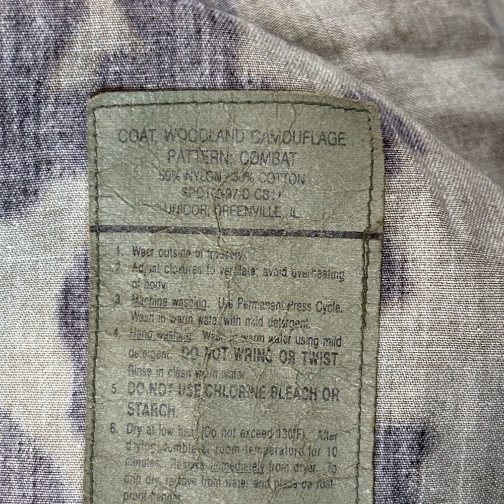 Vintage 90s Us Army Bdu Combat Coat Men’s Large Woodland Camo Forscom Patch - Picture 6 of 10